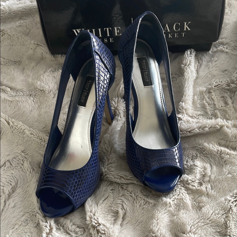 White House Black Market Blue Glitter Stiletto Heels